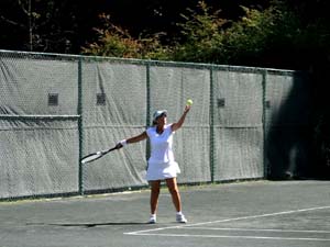 Woman Serving on Outdoor Courts